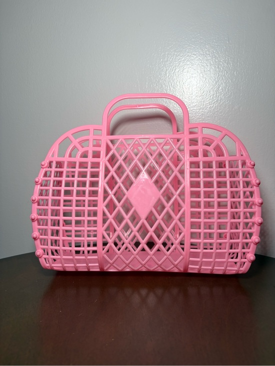 Handbags - Women's Pink Lattice-Pattern Tote Bag